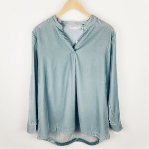 NWT Soft Surroundings Pasada Long Sleeve Velvet Tunic Top Light Blue Size L